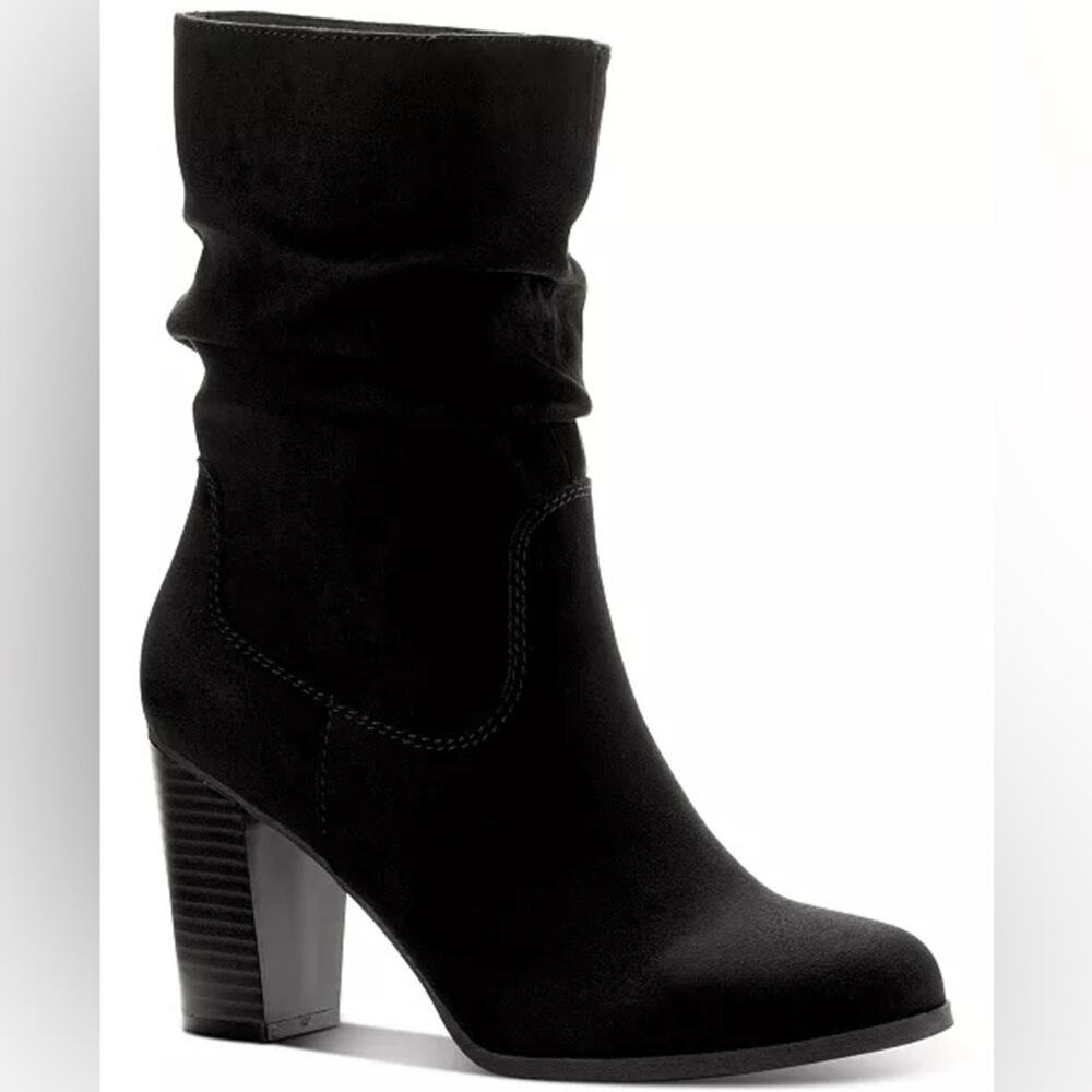 STYLE & CO Women’s Saraa Slouch Mid-Shaft Boots Black Microfiber Sz 5